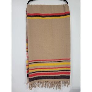 Faribo Woolens Brown with Strips Throw Blanket 57"x54"‎